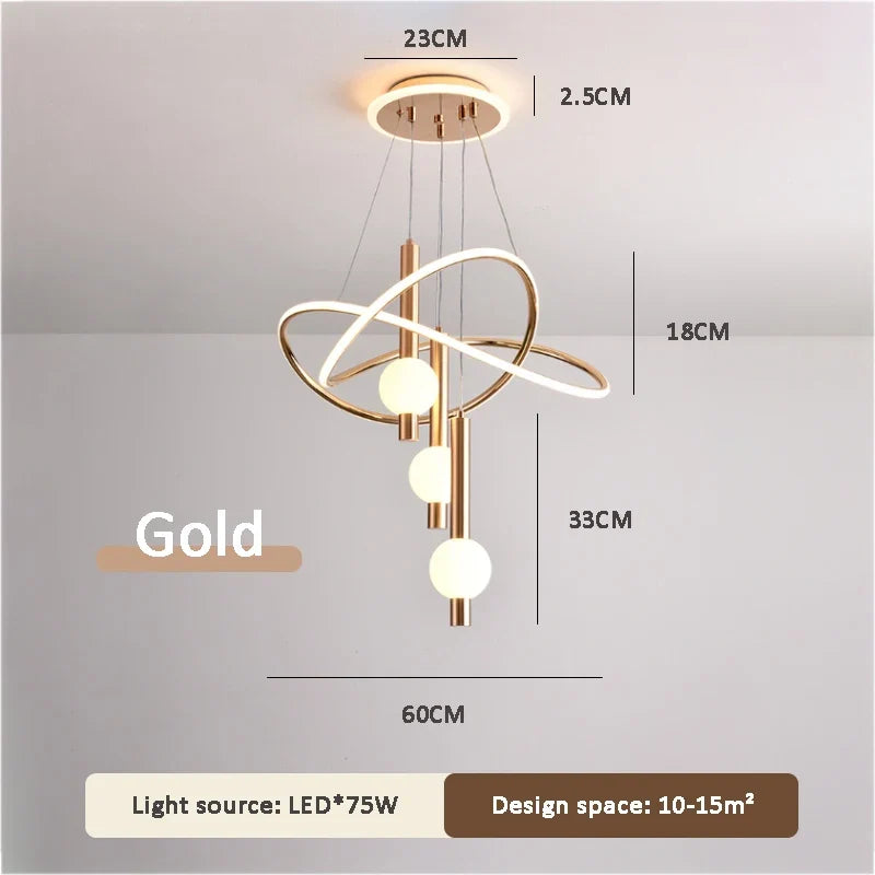 lustre moderne léger avec éclairage led pour intérieur