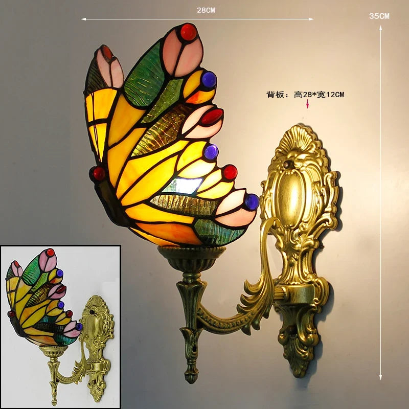 applique murale tiffany papillon décor méditerranéen vitrail miroir