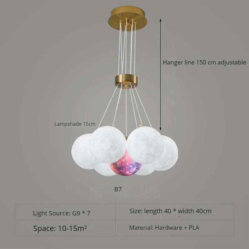 lustre nordique planète lune design bulle led décoration maison
