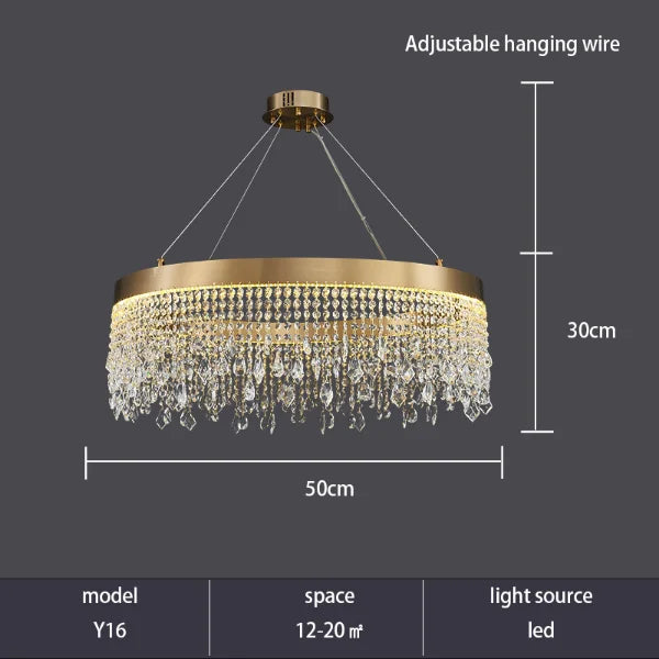 lustre moderne en cristal design circulaire éclairage de luxe suspendu