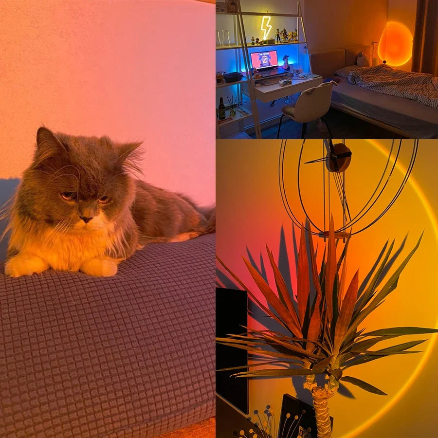lampe led coucher de soleil veilleuse projecteur ambiance festive
