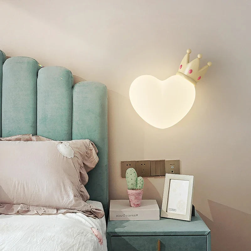 applique murale led romantique couronne coeur nuage pour enfants