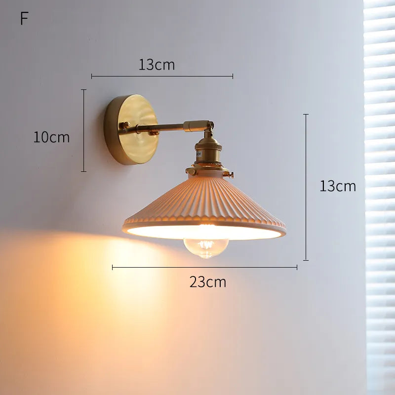 Applique LED nordique japonaise cuivre blanc