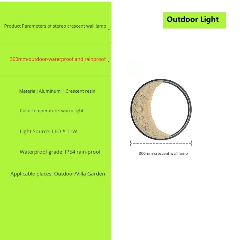 nouvelle applique murale lune led étanche moderne extérieur jardin résine