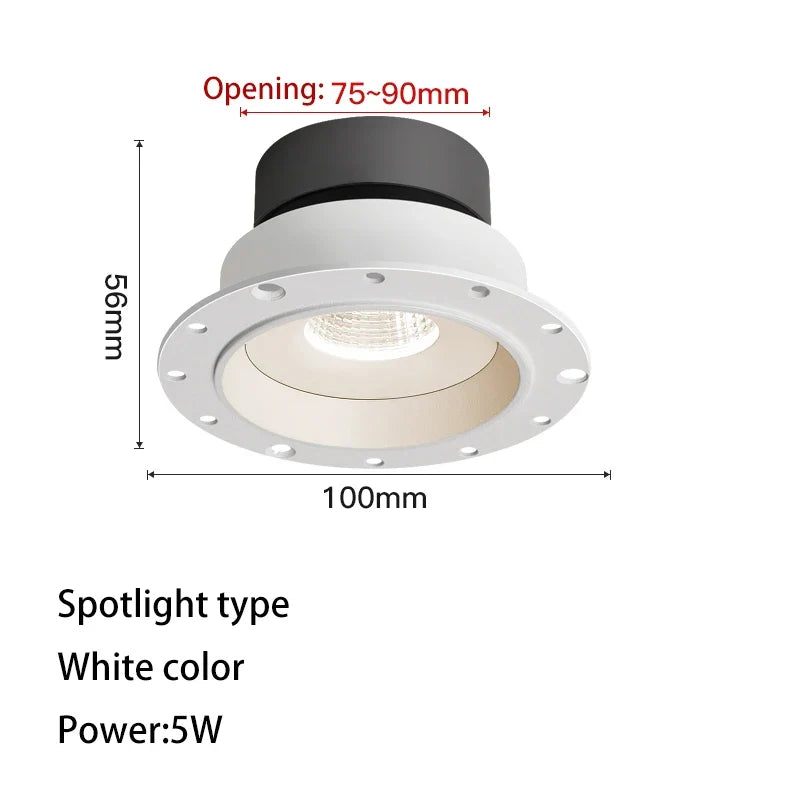 spot led ultra fin sans cadre anti-éblouissement pour maison