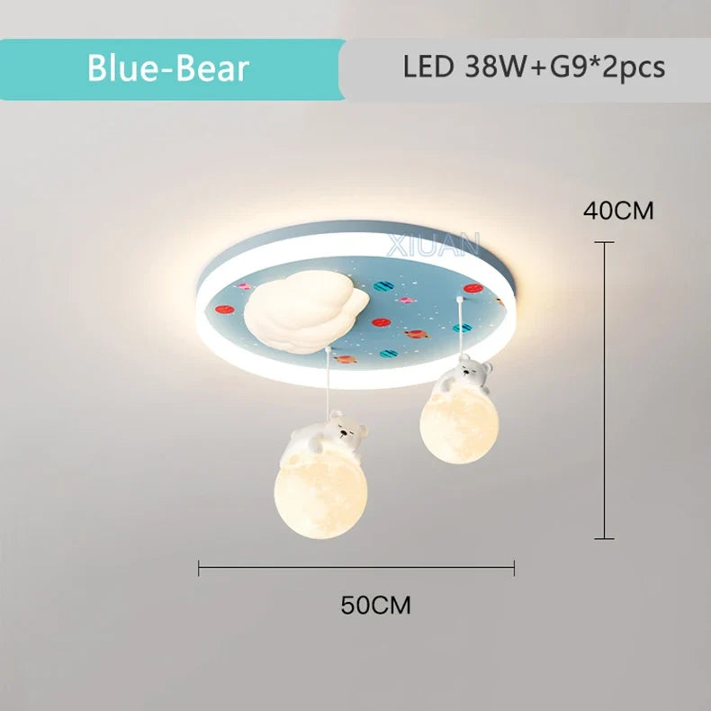 lustre led pour enfants avec motif ours et lapin