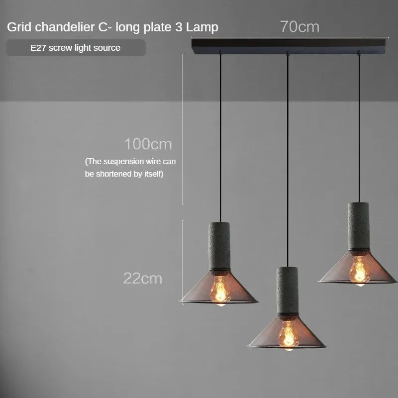 lampes suspendues en ciment pour loft industriel abat-jour en fer forgé