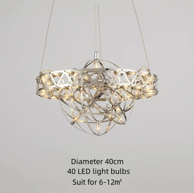 lustre sphérique raimond satellite en acier inoxydable led décor