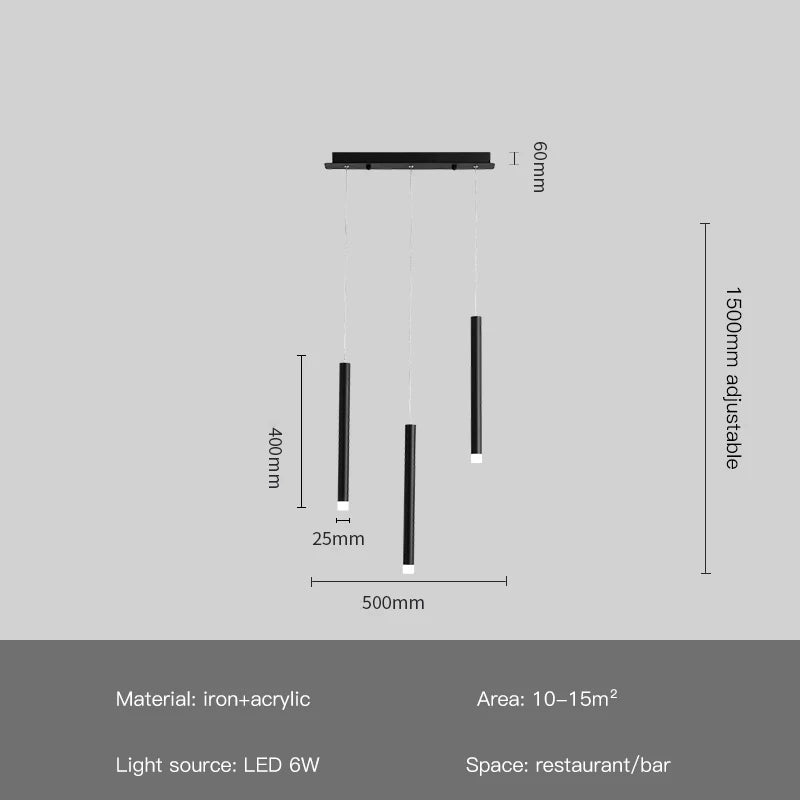 suspension moderne à led en fer noir créative à 8 têtes
