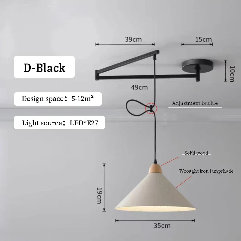 Lustres à bascule de Table à manger modernes LED peuvent être déplacés lampes à long poteau nordique Simple télescopique pliant lustre à bras Long