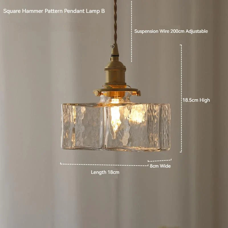 suspension de style japonais vintage en verre et laiton led