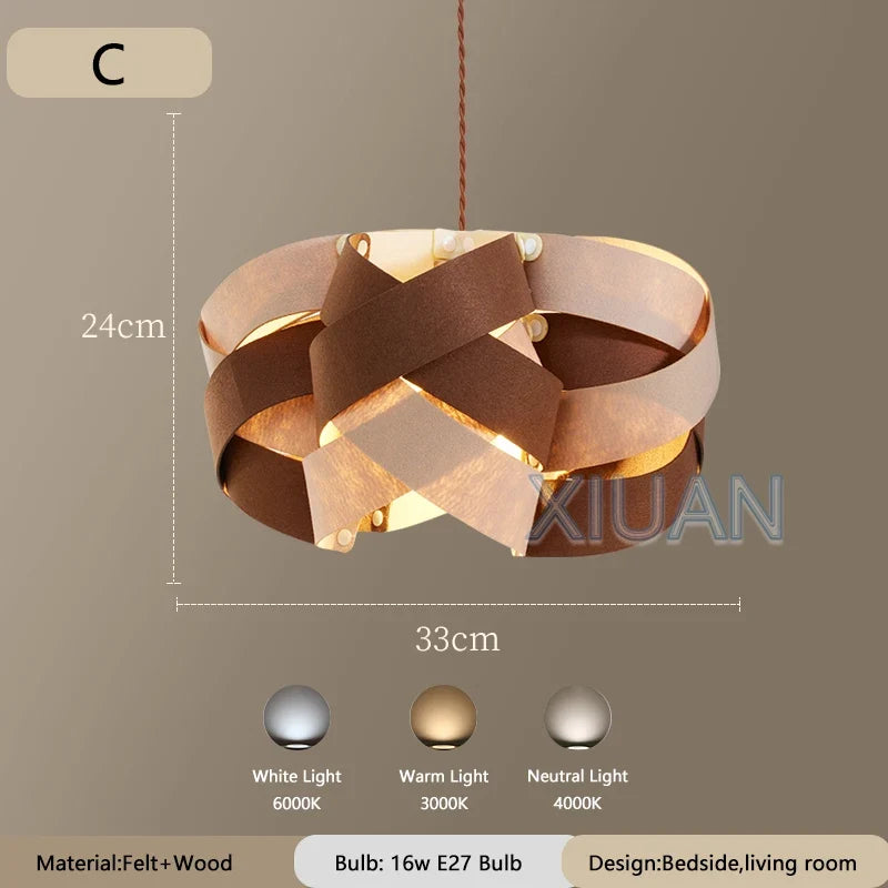 Art Design Restaurant Pendant Lamps Detachable Felt Sconces LED E27 Hanging Light for Living Room Dining Table Green White Pink
