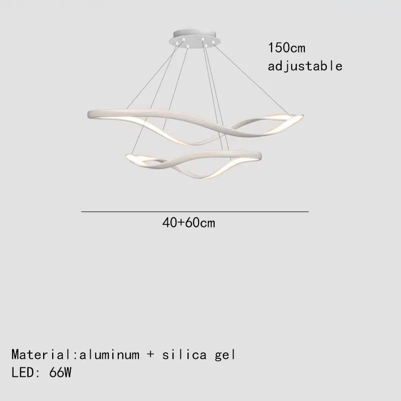 lustre led moderne aluminium anneau irrégulier simple réglable