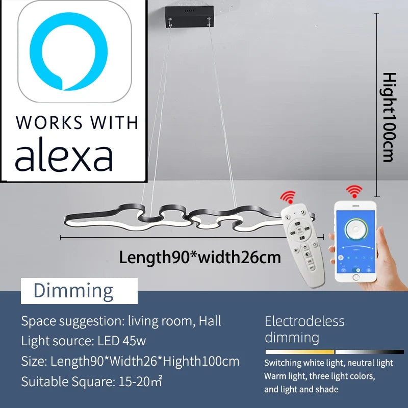 Smart Home Alexa Google Home Modern LED Chandelier, Used For Living Rooms, Restaurants, Bars, Kitchens, Room Chandeliers,