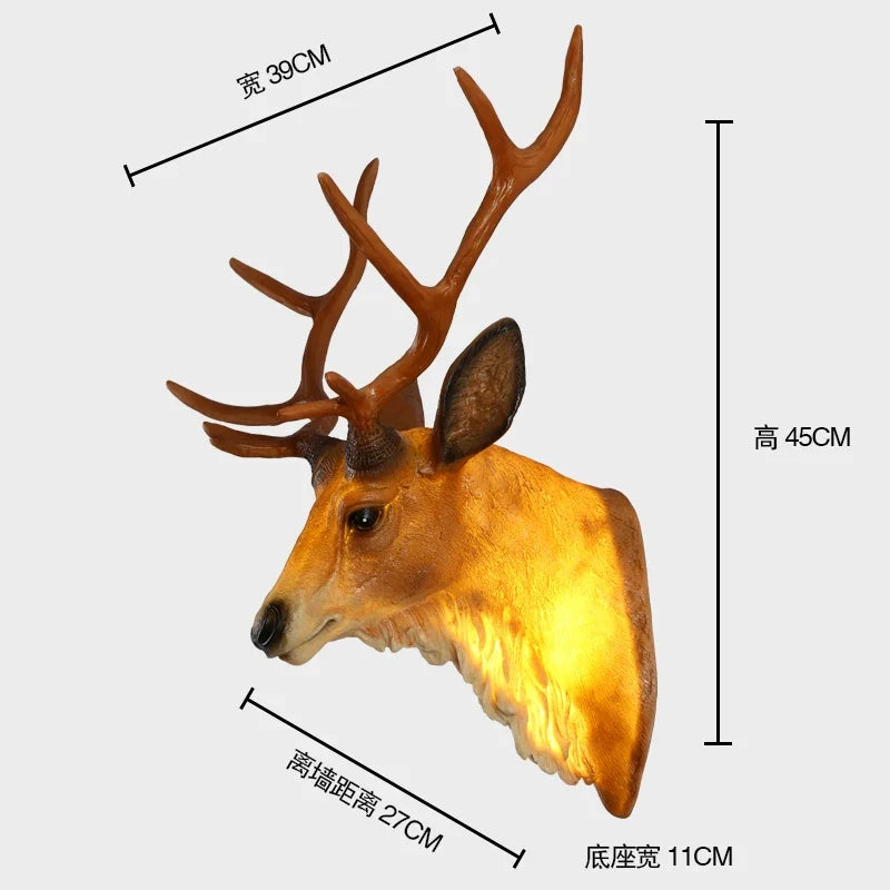 applique murale moderne en bois de cerf avec lumière led décorative