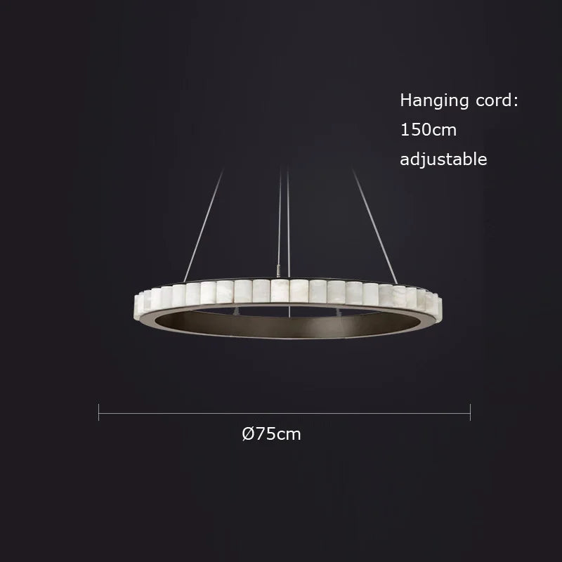 Lustre design anneaux LED postmoderne marbre or noir rond design pour salle à manger