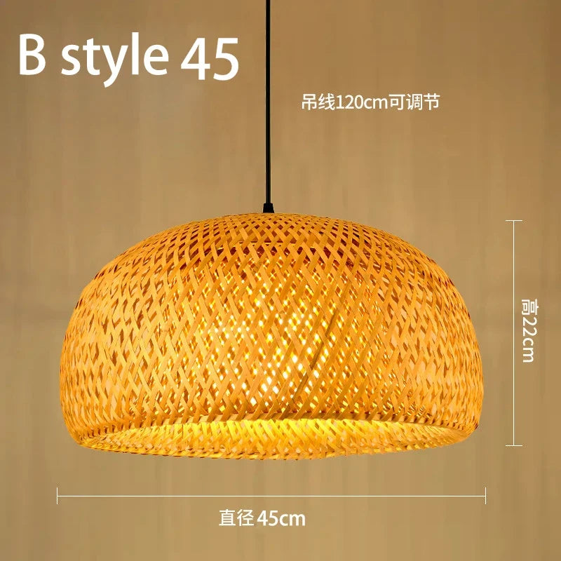 lustre style chinois fait main en bambou tissage pastoral vintage