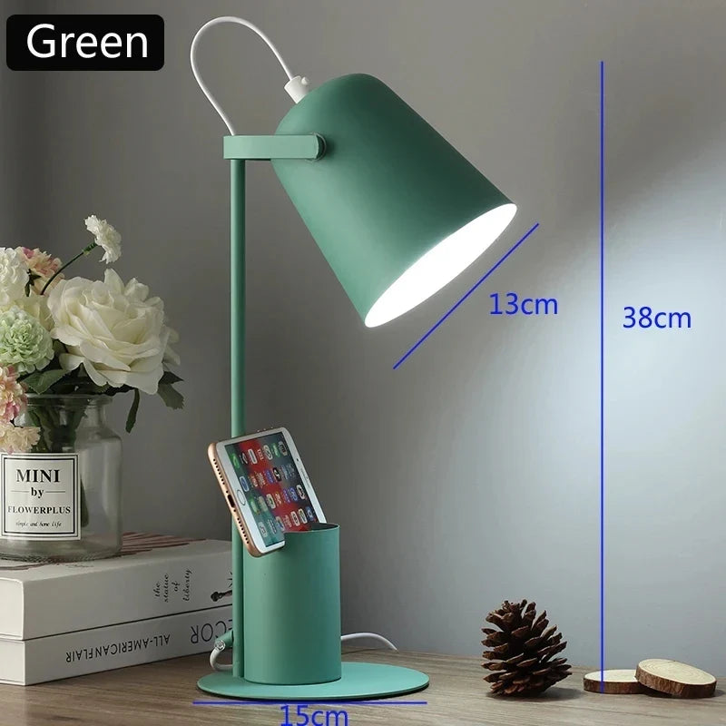 lampe de table led réglable style nordique avec porte-stylo protection yeux