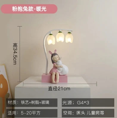 lampe de bureau pour enfants dessin animé lapin princesse mignon
