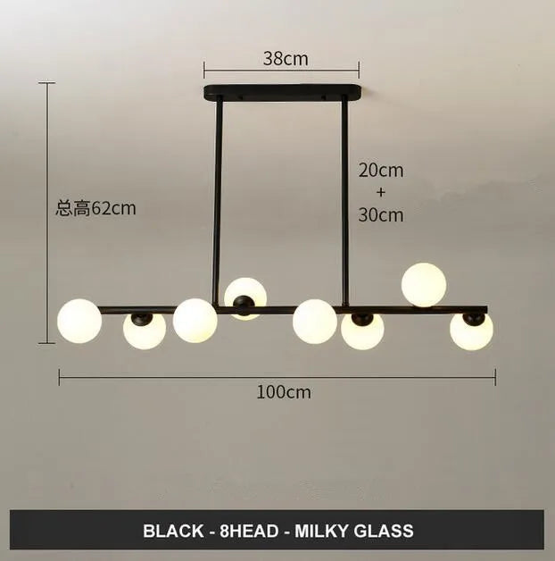 Lustre design boules de verre horizontales