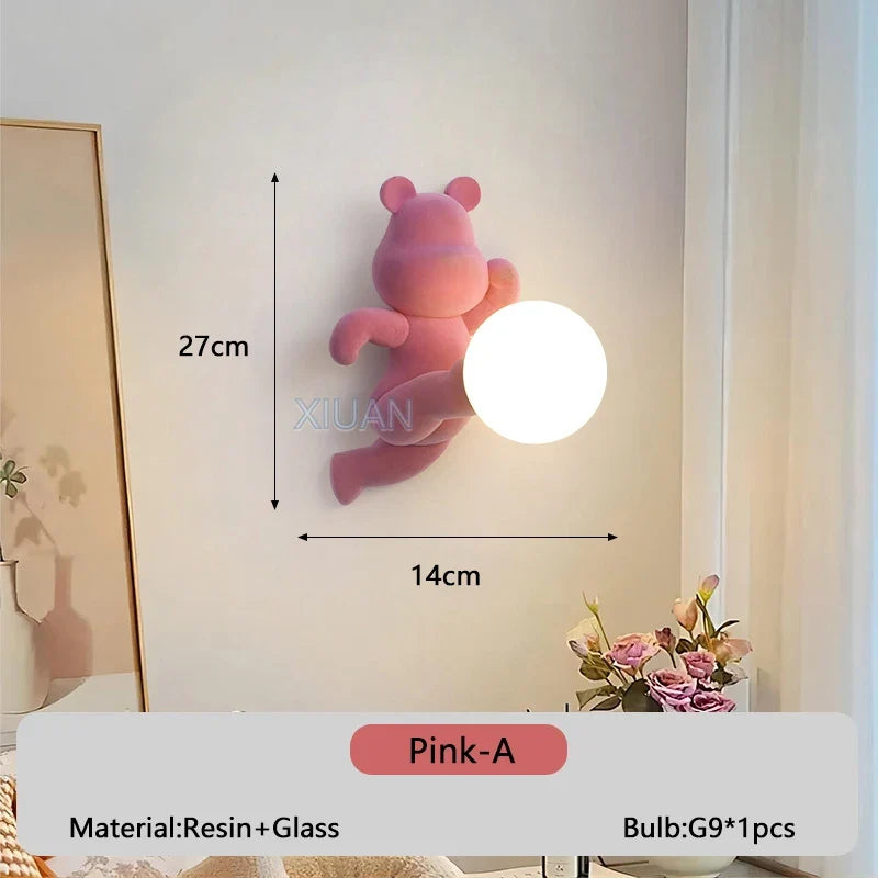 applique murale ours en résine et verre pour enfant