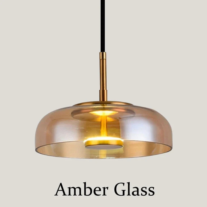 suspension en verre fumé transparent design nordique pour hôtel et café