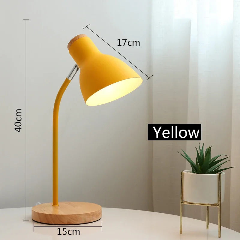 lampe de table led en bois et fer art nordique protection des yeux