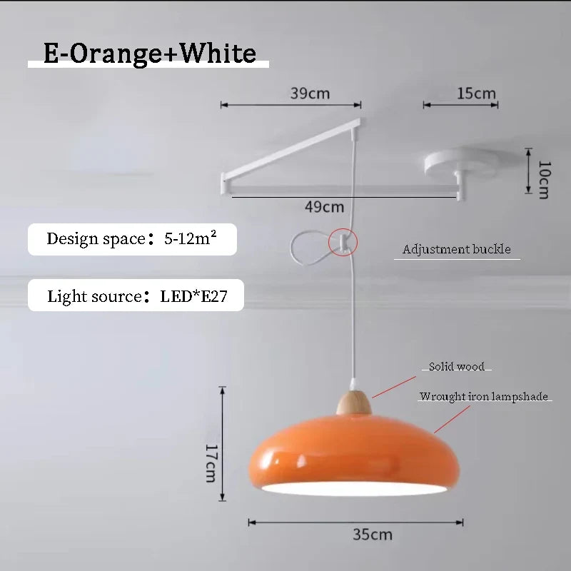 Lustres à bascule de Table à manger modernes LED peuvent être déplacés lampes à long poteau nordique Simple télescopique pliant lustre à bras Long