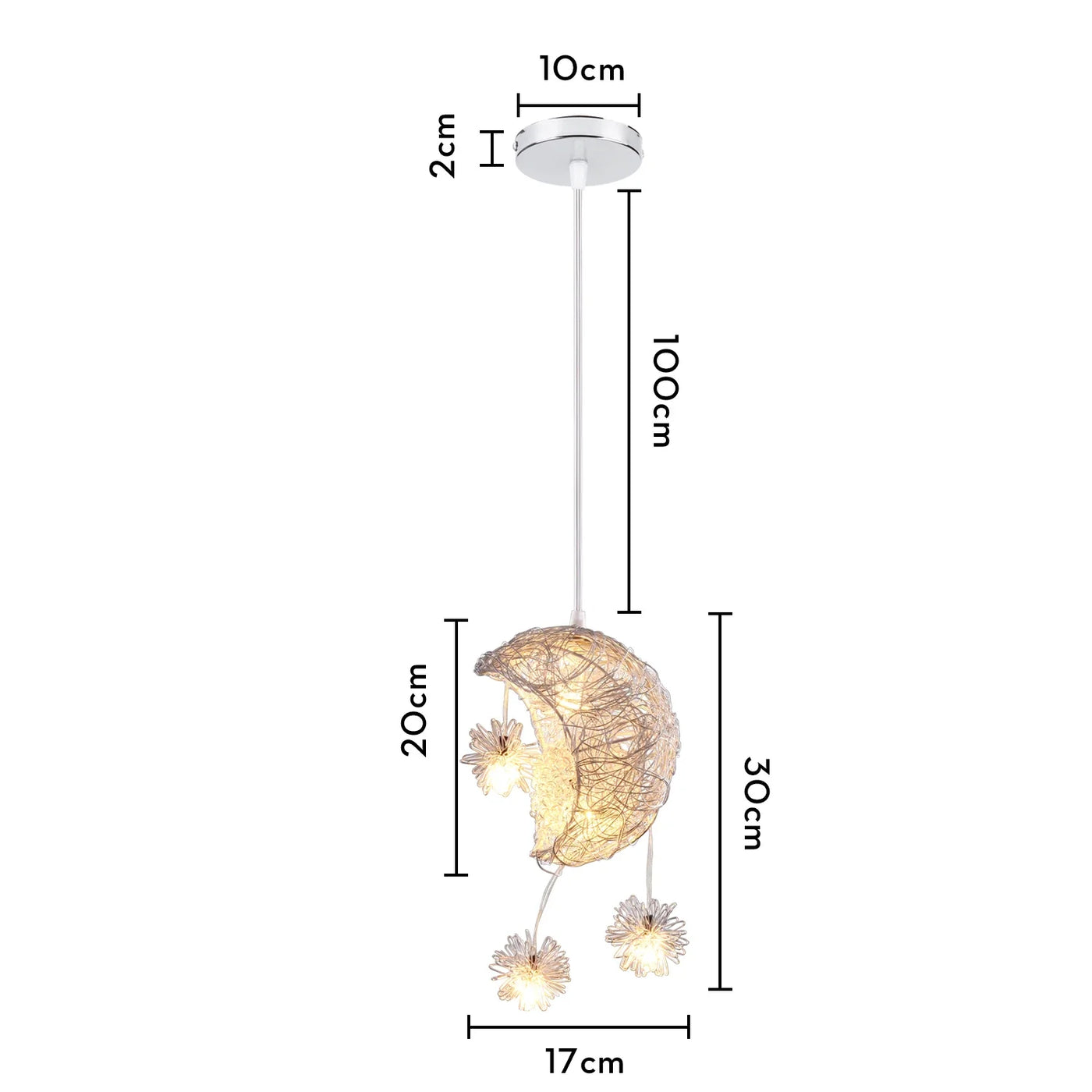 lustre led romantique moderne en forme de lune et étoile