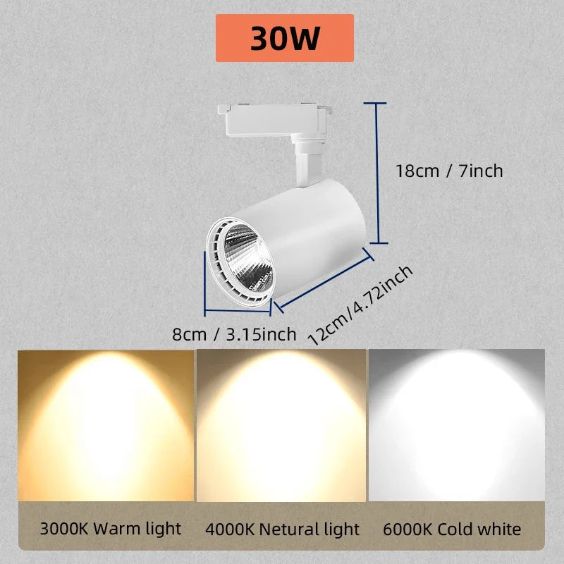 spot led sur rail pour éclairage de magasin