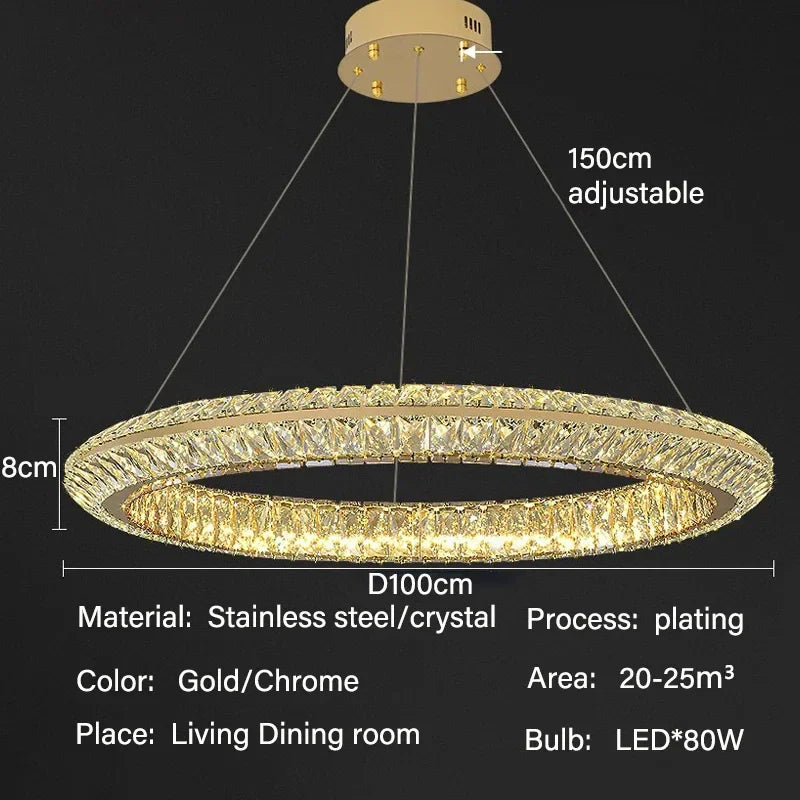 lustre de luxe en cristal led pour hôtel et bar