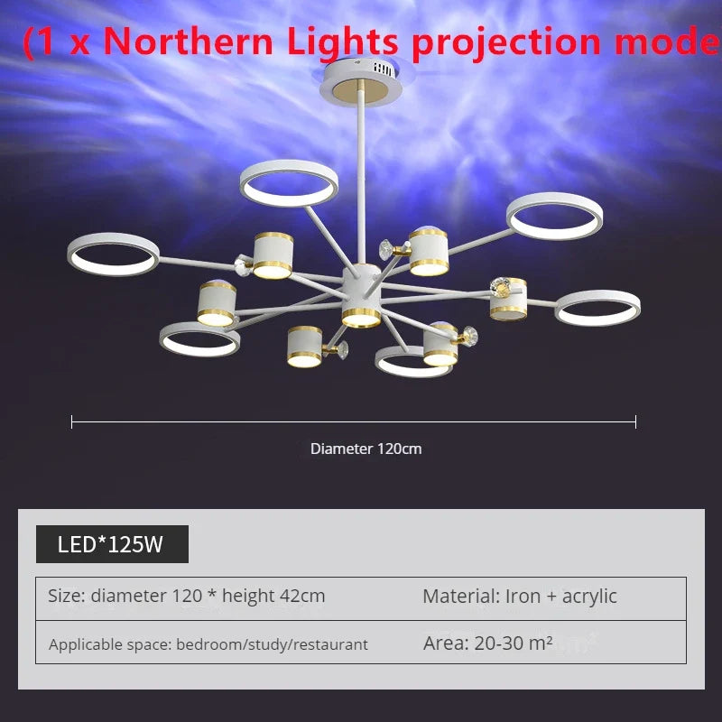 lustre led d'aurores boréales en cristal luxueux suspendu au plafond
