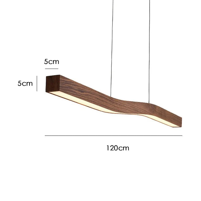lustre rétro en bois de noyer avec bande longue pour loft