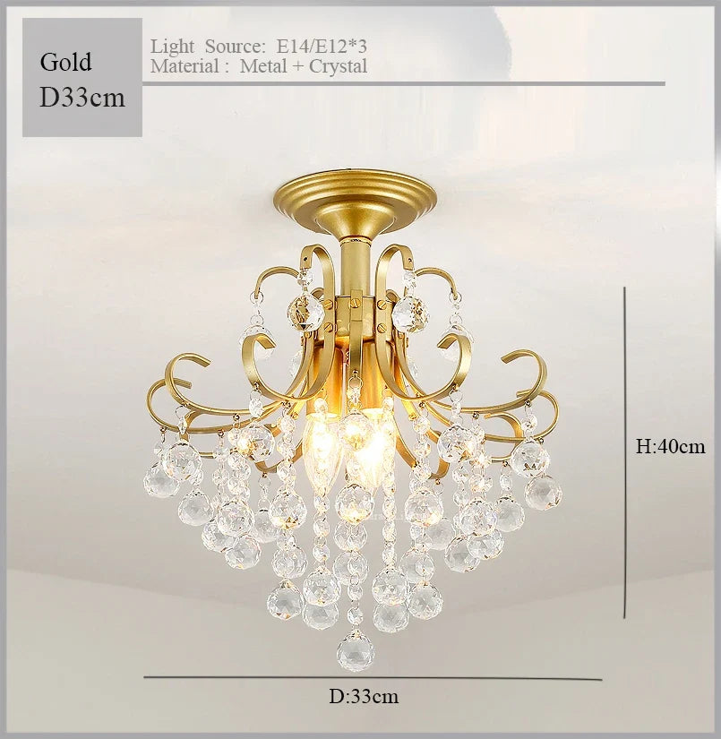 2024 Modern Crystal Chandelier Creative Design Black/Gold Corridor Ceiling Lamp Applicable To Porch Restaurant Lamps