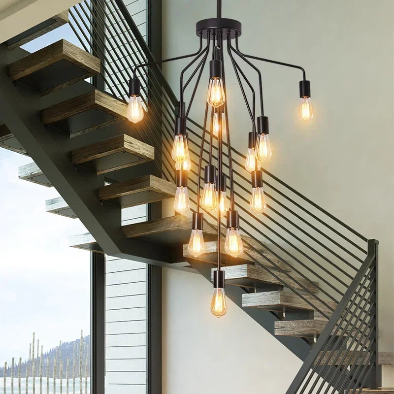 lustre rétro en fer avec led pour décoration intérieure