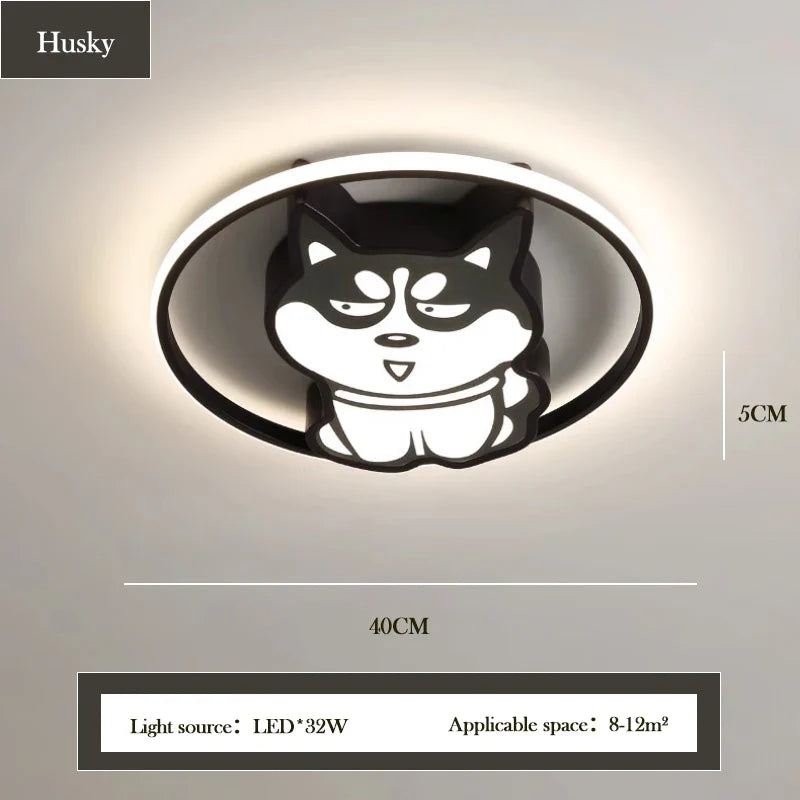 plafonnier mignon shiba inu husky et canard pour chambre enfant