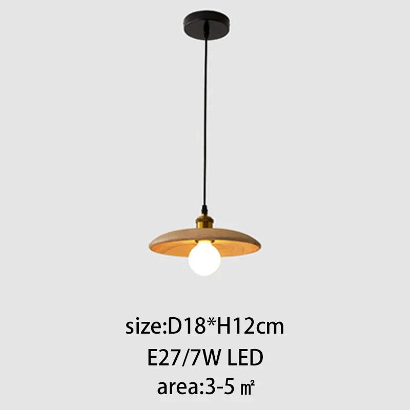 lustre moderne minimaliste en bois massif suspendu