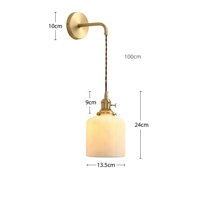 Applique murale dorée moderne céramique fil ajustable LED