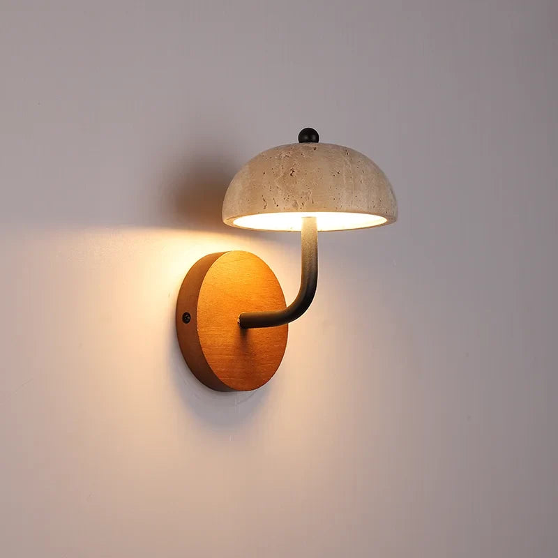 applique murale vintage en pierre naturelle champignon lumineux