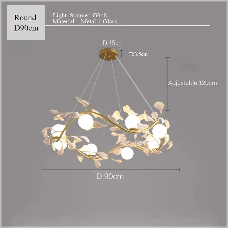 suspension luxe ginkgo design moderne pour éclairage élégant