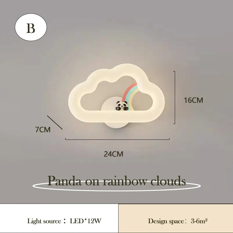 applique murale nuage arc-en-ciel à led pour chambre d'enfant