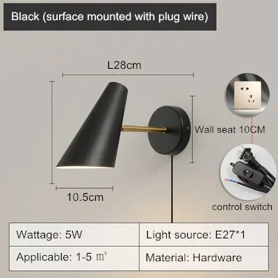 lampe de chevet nordique moderne avec interrupteur créatif ajustable