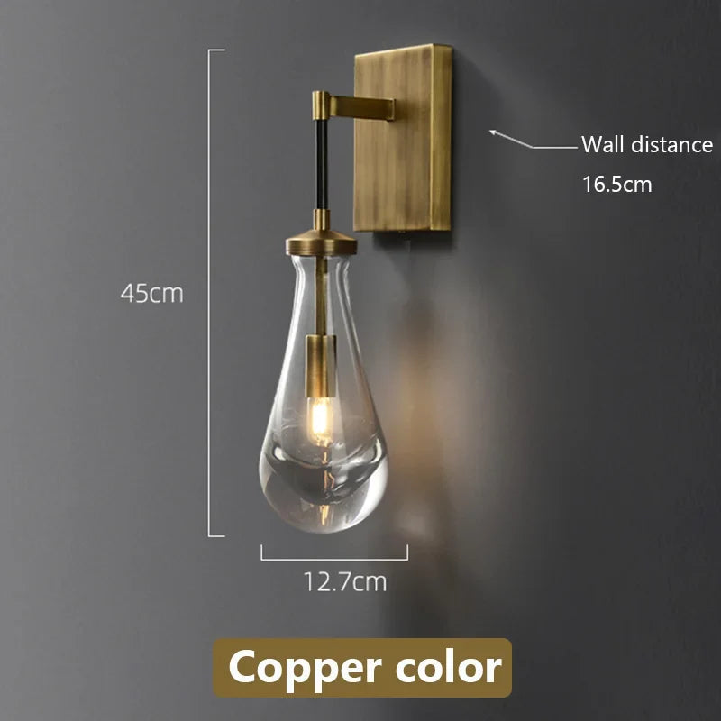 applique murale minimaliste de luxe en verre et cuivre led 2023