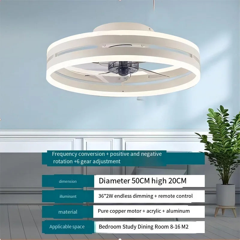 110V~265V APP and Remote Control Dual Intelligent Control  DC 6 speed Regulation Frequency Conversion Ceiling Fan Light