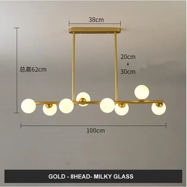 Lustre design boules de verre horizontales