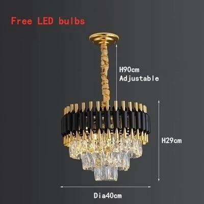 lustre led moderne de luxe en cristal luminaire rond ou long