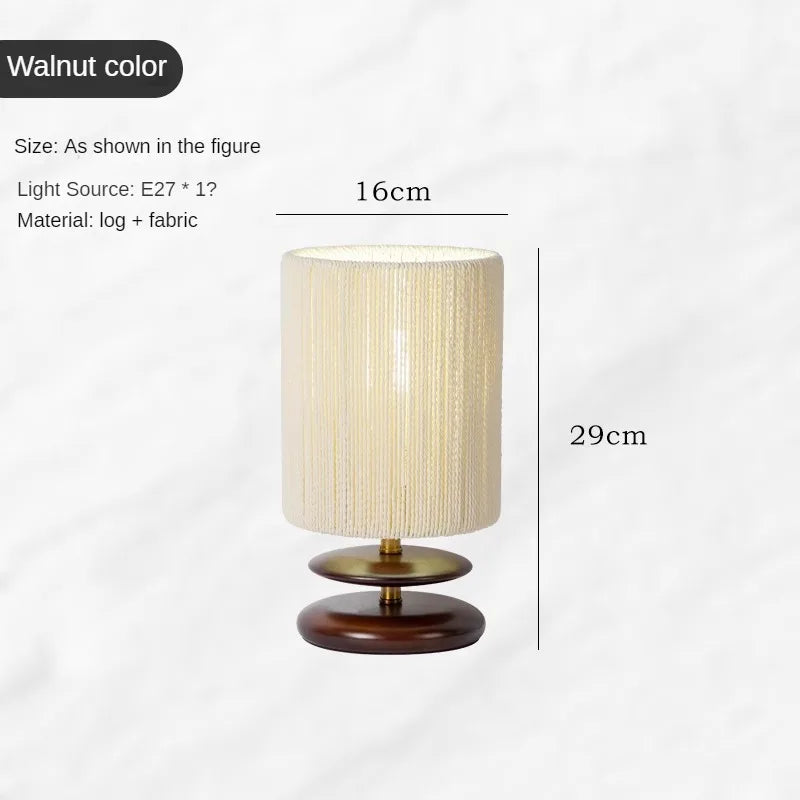 Solid Wood Design Creative Walnut Color Living Room, Study, Bedroom, Bedside, Japanese Style Atmosphere Decoration E27 Desk Lamp