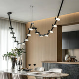 lustre art déco led avec barre lumineuse en cuir artificiel
