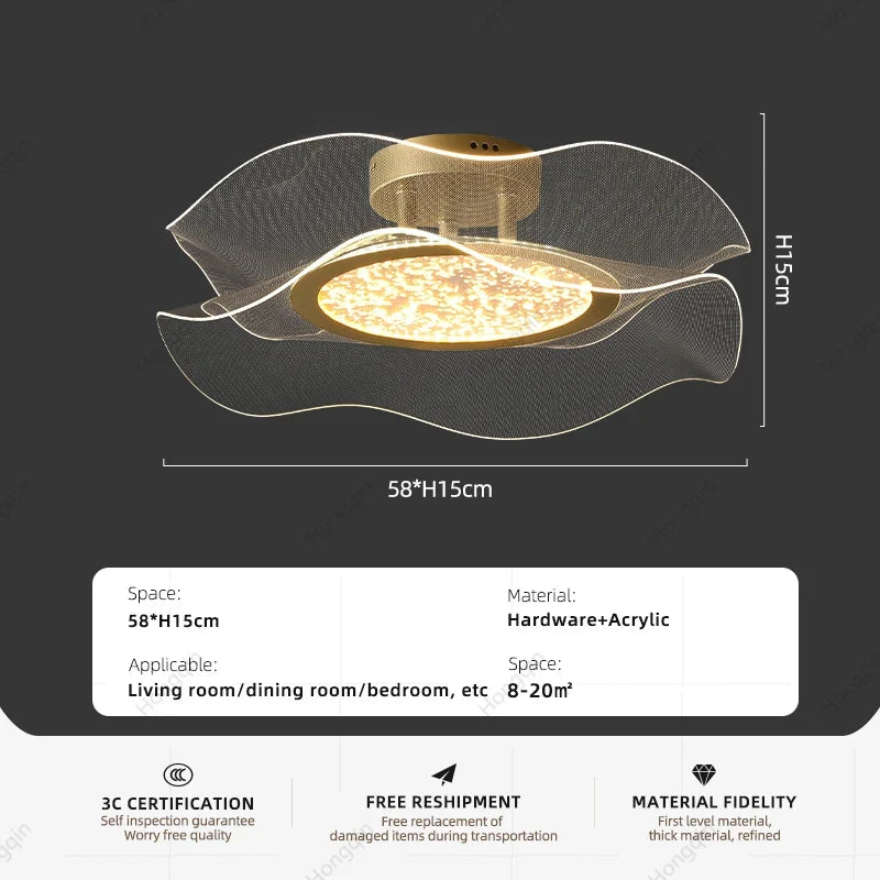 lustre doré à led au style luxueux pour intérieur élégant