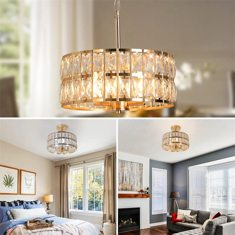 lustre de luxe en cristal suspendu pour décoration maison